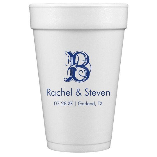 Pick Your Single Initial with Text Styrofoam Cups
